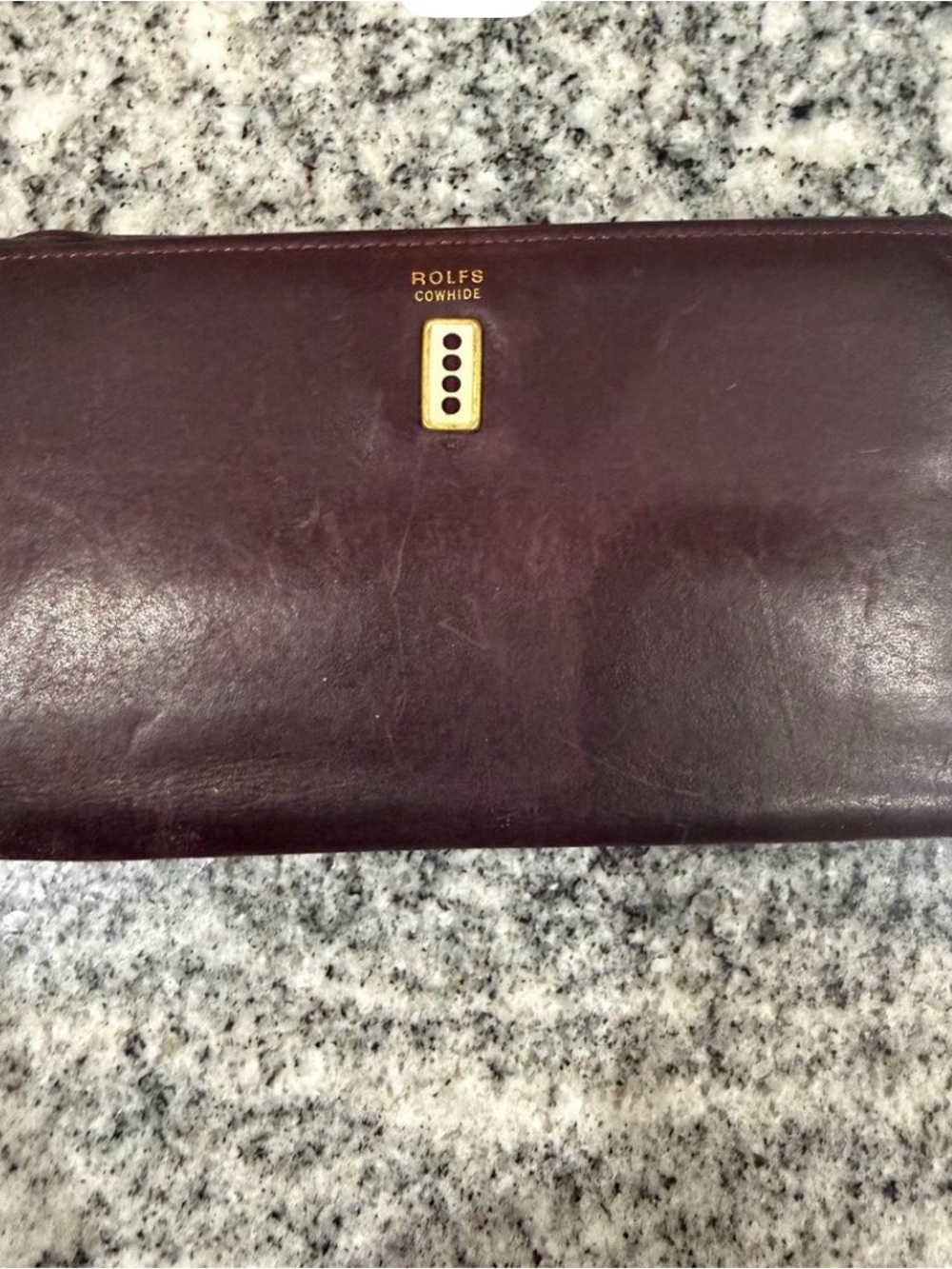Rolfs Brown Leather Cowhide Wallet with Gold Accent
